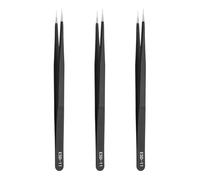 HARFINGTON 3pcs 5.51" Long ESD-11 Anti-static Straight Pointed Tip Tweezers Stainless Steel Round Edge Non-magnetic Precision Tweezers for Various Electronics Precise Repair