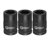 HARFINGTON 3pcs 6 Point Deep Impact Socket 3/4" Drive 23mm Metric CR-V Steel Hex Nut Bolt Sockets 2.4" Long for Auto Machine Repair