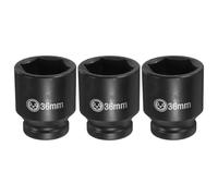 HARFINGTON 3pcs 6 Point Deep Impact Socket 3/4" Drive 36mm Metric CR-V Steel Hex Nut Bolt Sockets 2.4" Long for Auto Machine Repair