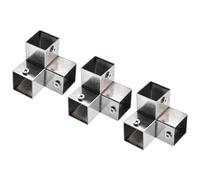 HARFINGTON 3Pcs End Rail Clamps 1" Stainless Steel Square Tube Right-Angle Structural Pipe Connector 3-Way Chain Link Fence Clamps Fit 1" OD Pipe with Bolts & Nuts for DIY Shelf, Silver