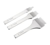 HARFINGTON 3Pcs Leather Stitching Punch 2.7mm 2/5/10 Prong Carbon Steel Leather Punch Hole Tool Chisel for DIY Craft Handbag Wallets Card Belt Holders Key Holders Belts, White