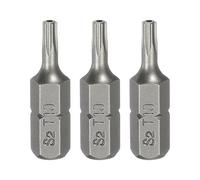 HARFINGTON 3pcs T10 Torx Screwdriver Bit 1/4" Hex Shank 25mm/1" Length S2 Steel Star 6 Point Head Hex Security Screw Driver Bits with Hole for Impact Electric Screw Driver Power Tools, Grey