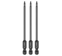 HARFINGTON 3pcs T7 Torx Screwdriver Bit 1/4" Hex Shank 100mm/4" Length S3 Steel Magnetic Tamper Proof Star 6 Point Head Hex Screw Driver Bits, Black