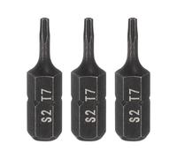 HARFINGTON 3pcs T7 Torx Screwdriver Bit 1/4" Hex Shank 25mm/1" Length S2 Steel Star 6 Point Head Hex Security Screw Driver Bits with Hole for Impact Electric Screw Driver Power Tools, Black