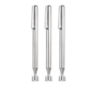 HARFINGTON 3pcs Telescoping Magnetic Pickup Tool 3LB Stainless Steel 5.1" to 25.5" Extendable Magnet Retrieval Stick with Pocket Clip for Car Industry Garage Office, Silver
