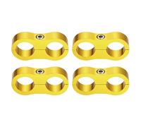 HARFINGTON 4 Pcs 10AN Hose Separator Clamp 19mm 3/4" ID Fuel Line Mounting Clamps Aluminum Hose Fitting Adapter Divider for Oil Hose Water Pipe Gas Line, Gold