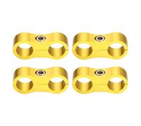 HARFINGTON 4 Pcs 6AN Hose Separator Clamp 14mm 9/16" ID Fuel Line Mounting Clamps Aluminum Hose Fitting Adapter Divider for Oil Hose Water Pipe Gas Line, Gold