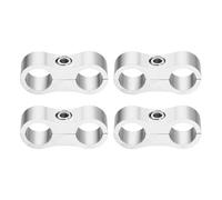 HARFINGTON 4 Pcs 6AN Hose Separator Clamp 14mm 9/16" ID Fuel Line Mounting Clamps Aluminum Hose Fitting Adapter Divider for Oil Hose Water Pipe Gas Line, Silver