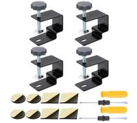 HARFINGTON 4 Pcs Carbon Steel C Clamps 2.4" Dia Desk Lamp Mount Stand Double-Purpose Double-Purpose Universal Cantilever Bracket C-Clamp with Adjustable Screw for Microphone Arm Lamp, Black