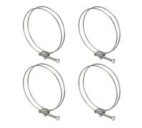 HARFINGTON 4 Pcs Double Wire Hose Clips 125-135 mm 304 Stainless Steel Adjustable Wire Pipe Tube Clamps with M8 Screw Plumbing Joint Fastener for Dust Collection Pool Pond, Silver