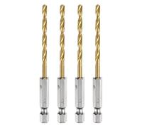 HARFINGTON 4pcs 1/4" Hex Shank Twist Drill Bits 3.5mm Titanium Coated High Speed Steel Quick Change Hex Drilling Bit Jobber Drill Bits for Wood Plastic Metal, Gold