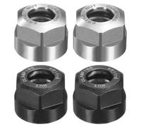 HARFINGTON 4pcs ER11-A(M14) Type Collet Clamping Nut with Dynamic Balance Holes 40Cr Alloy Steel for CNC Machine Chuck Lathe Milling Tools Holder, Black & Bright Silver