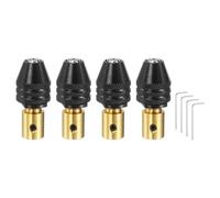 HARFINGTON 4pcs Keyless Drill Chuck 9mm Round Shank 3.17mm Hole Dia. Chuck Conversion Adapter 0.012"-0.13" Quick Change for Round-Shank Cordless Screwdrivers Drills Power, Black