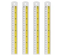 HARFINGTON 4pcs Metal Straight Ruler 20cm Metric SAE Aluminum Alloy Measuring Rulers Scale Tool with Hole for Measure Study Reading Classroom Office, Yellow