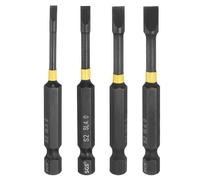 HARFINGTON 4pcs SL3-SL6 Slotted Impact Screwdriver Bits 3mm-6mm Slotted Tip 1/4" Hex Shank 70mm (2.8") Long Magnetic Flat Head Phosphated S2 Steel Screw Driver Drill Bits Electric Power Tool