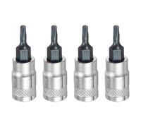 HARFINGTON 4Pcs Torx Bit Socket 1/4" Drive T10 S2 Steel Star Head Screwdriver Drill Bits CR-V Steel Socket Adapter for Home Auto Axle Hex Nuts Bolts Repair
