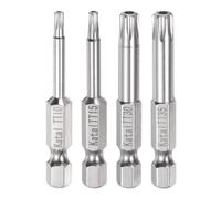 HARFINGTON 4pcs TT10-TT35 Star 7 Point Screwdriver Bit 1/4" Hex Shank 2" Length Magnetic Security Torx Screw Driver Power Tool