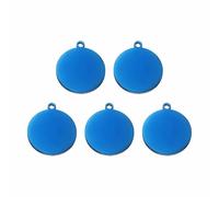 HARFINGTON 5 Pcs Round Stainless Steel Tags 20mm Circle Stamping Polished Plating Blanks with External Hole for Bracelet Crafts Labeling Making, Blue