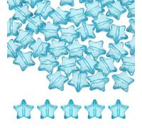 HARFINGTON 50pcs Acrylic Crystal Star Beads, 20mm Star Shape Clear Charm Faceted Beads for DIY Crafts Jewelry Making Bracelet Necklace Decor Key Chains, Dark Lake Blue