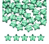 HARFINGTON 50pcs Acrylic Crystal Star Beads, 20mm Star Shape Clear Charm Faceted Beads for DIY Crafts Jewelry Making Bracelet Necklace Decor Key Chains, Dark Green