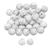 HARFINGTON 50pcs Natural Stone Beads 10mm White Turquoise Round Gemstone Stone Loose Beading Real Genuine Smooth Balls Bead for Jewelry Making Bracelets Necklace Earrings DIY