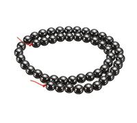 HARFINGTON 50pcs Natural Stone Beads 6mm Black Courage Stone Round Gemstone Stone Loose Beading Real Genuine Smooth Balls Bead for Jewelry Making Bracelets Necklace Earrings DIY