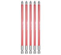 HARFINGTON 5pcs #2 Anti Slip Phillips Screwdriver Bit PH2 1/4" Hex Shank 6" (150mm) Magnetic Cross Head Drill Bits Sandblasted S2 Steel Industrial Screw Driver Tool, Gray/Red