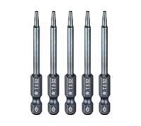 HARFINGTON 5pcs 5-Point Torx Screwdriver Bit 1/4" Hex Shank 8mm Magnetic Head 2.6" Length S2 Steel Pentagon Star Screw Driver Bit for Repair Work Electric Screwdriver, Blue