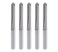HARFINGTON 5pcs CNC V Bit 90 Degree 1/8" Shank 0.2mm Tip Engraving V Bits Carbide Chamfer End Mill with 2 Straight Flutes CNC Wood Carving Bit Tool for Wood Plywood Acrylic MDF Lettering