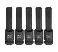 HARFINGTON 5pcs H14 Hex Bit Socket 100mm/3.94" Length 1/2" Square Drive Metric Extension Impact Bit Power Nut Driver Set S2 Steel Socket Ratchet Wrench Bits, Black