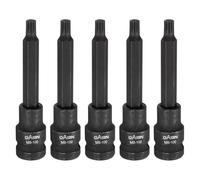 HARFINGTON 5pcs M8 Triple Square Bit Socket 100mm/3.94" Length 1/2" Square Drive 12 Point Spline Extension Impact Bit Power Nut Driver Set S2 Steel Socket Ratchet Wrench Bits, Black