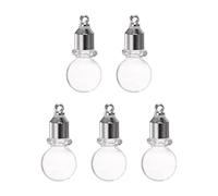 HARFINGTON 5pcs Name on Rice Glass Vial Pendant 6mm Width Crystal Shape Screw Cap Pendant Clear Vial Necklace Hanging Wish Bottles for Liquid Sand Ashes DIY Pendant Craft Souvenirs