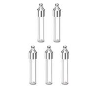 HARFINGTON 5pcs Name on Rice Glass Vial Pendant 6mm Width Flat Bottom Tube Shape Screw Cap Pendant Clear Vial Necklace Hanging Wish Bottles for Liquid Sand Ashes DIY Pendant Craft Souvenirs