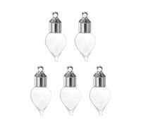 HARFINGTON 5pcs Name on Rice Glass Vial Pendant 6mm Width Water Drop Shape Screw Cap Vial Necklace Hanging Wish Bottles for Liquid Sand Ashes DIY Craft Souvenirs