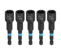 HARFINGTON 5pcs Nut Driver Drill Bit 7/16" Socket 1/4" Hex Shank 2.56" (65mm) Magnetic 6-Point Sockets Quick Change Cr-V Steel Bolt Setters for Power Drill Drivers