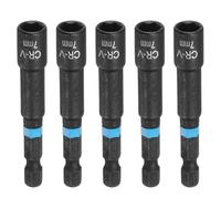 HARFINGTON 5pcs Nut Driver Drill Bit 7mm Metric Socket 1/4" Hex Shank 2.56" (65mm) Magnetic 6-Point Sockets Quick Change Cr-V Steel Bolt Setters for Power Drill Drivers