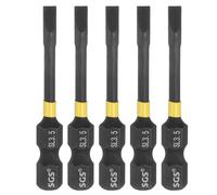 HARFINGTON 5pcs SL3.5 Slotted Impact Screwdriver Bits 3.5mm Slotted Tip 1/4" Hex Shank 50mm (2") Long Magnetic Flat Head Phosphated S2 Steel Screw Driver Drill Bits Electric Power Tool