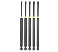 HARFINGTON 5pcs SL4 Slotted Impact Screwdriver Bits 4mm Slotted Tip 1/4" Hex Shank 150mm (6") Long Magnetic Flat Head Phosphated S2 Steel Screw Driver Drill Bits Electric Power Tool