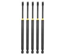 HARFINGTON 5pcs SL5 Slotted Impact Screwdriver Bits 5mm Slotted Tip 1/4" Hex Shank 150mm (6") Long Magnetic Flat Head Phosphated S2 Steel Screw Driver Drill Bits Electric Power Tool