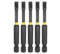HARFINGTON 5pcs SL5 Slotted Impact Screwdriver Bits 5mm Slotted Tip 1/4" Hex Shank 70mm (2.8") Long Magnetic Flat Head Phosphated S2 Steel Screw Driver Drill Bits Electric Power Tool