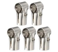 HARFINGTON 5Pcs Structural Pipe Clamp Connector 1-1/4" Stainless Steel 2 Ways End Rails Clamp T-Shaped Corner Pipe Fittings with Screws for 1-1/4" OD Pipe for Fences Handrails, Silver
