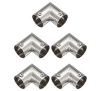 HARFINGTON 5Pcs Structural Pipe Clamp Connector 1" Stainless Steel 2 Ways End Rails Clamp L-Shaped Corner Pipe Fittings with Screws for 1" OD Pipe for Fences Handrails, Silver