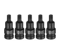 HARFINGTON 5pcs T50 Torx Bit Socket 55mm/2.17" Length 1/2" Square Drive Star 6 Point Extension Impact Bit Power Nut Driver Set S2 Steel Socket Ratchet Wrench Bits, Black