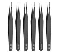 HARFINGTON 6pcs 4.76" Long ESD-10 Anti-static Straight Pointed Tip Tweezers Stainless Steel Non-magnetic Precision Tweezers for Various Electronics Precise Repair