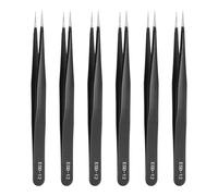 HARFINGTON 6pcs 5.31" Long ESD-12 Anti-static Straight Pointed Tip Tweezers Stainless Steel Round Edge Non-magnetic Precision Tweezers for Various Electronics Precise Repair