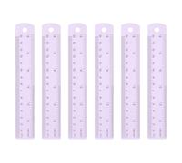 HARFINGTON 6pcs Metal Straight Ruler 15cm Metric SAE Aluminum Alloy Measuring Rulers Scale Tool with Hole for Measure Study Reading Classroom Office, Purple