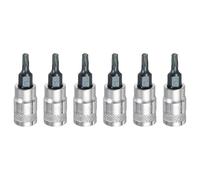HARFINGTON 6Pcs Torx Bit Socket 1/4" Drive T15 S2 Steel Star Head Screwdriver Drill Bits CR-V Steel Socket Adapter for Home Auto Axle Hex Nuts Bolts Repair