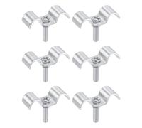 HARFINGTON 6Set Stainless Steel Double Line Clamp 10 mm / 3/8 inch Fuel Lines Clips M-Shape Mounting Clip for Brake Fuel Lines Tubes Wire Pipe Cord Installation, Silver