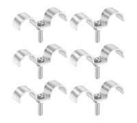 HARFINGTON 6Set Stainless Steel Double Line Clamp 16 mm / 5/8 inch Fuel Lines Clips M-Shape Mounting Clip for Brake Fuel Lines Tubes Wire Pipe Cord Installation, Silver