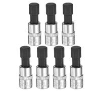 HARFINGTON 7pcs H8 Hex Bit Socket 1/4" Square Drive Metric Extension Impact Bit Power Nut Driver Set S2 & CR-V Steel Socket Ratchet Wrench Bits, Silver Black